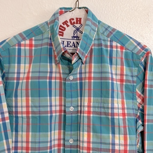 J Crew Flex Washed Blue Pink Yellow Plaid Long Sleeve Button Down  Shirt Size S - Picture 2 of 5